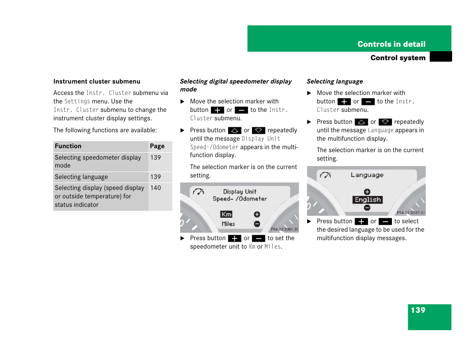 See “instrument cluster submenu | Mercedes-Benz SLK-Class 2008 Owners Manual User Manual | Page 140 / 474