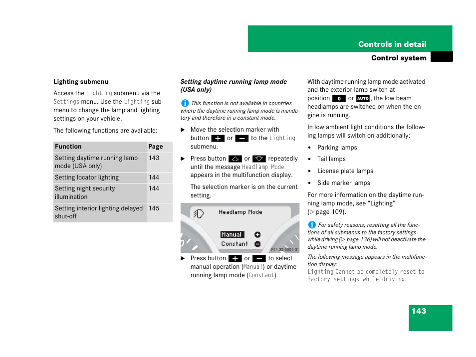 Mode | Mercedes-Benz SLK-Class 2008 Owners Manual User Manual | Page 144 / 474