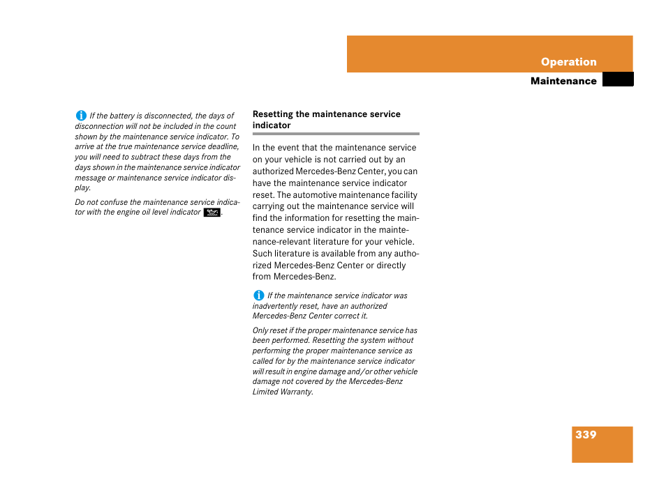 Resetting the maintenance service indicator | Mercedes-Benz SLK-Class 2008 Owners Manual User Manual | Page 340 / 474