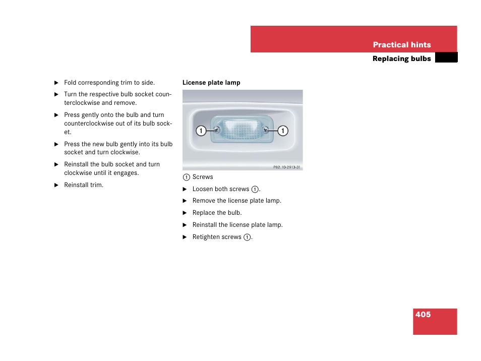 405 practical hints | Mercedes-Benz SLK-Class 2008 Owners Manual User Manual | Page 406 / 474