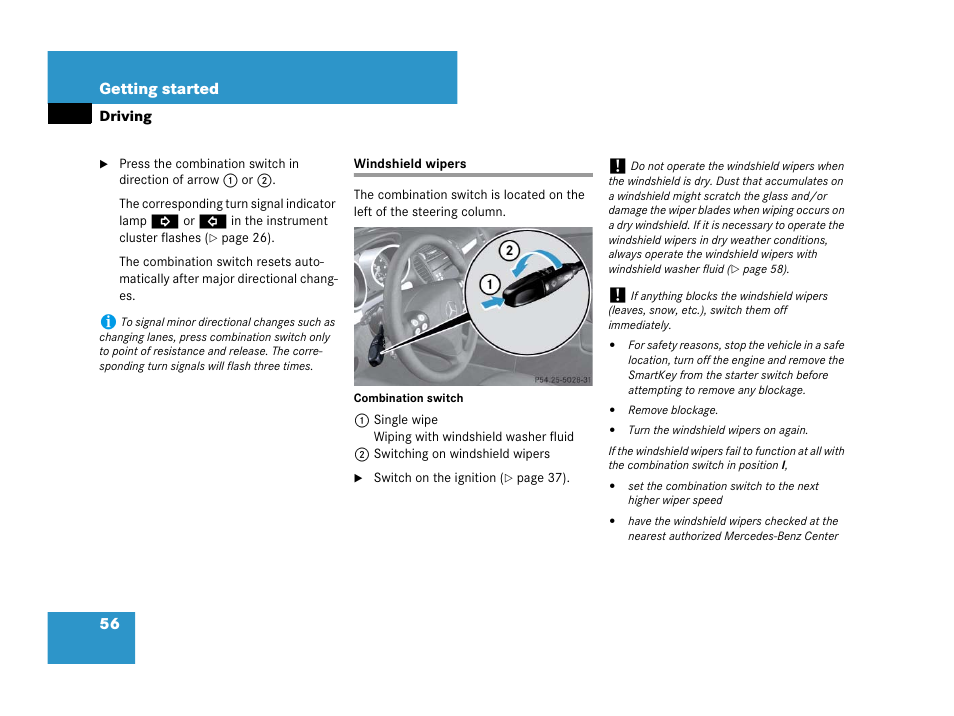 Windshield wipers | Mercedes-Benz SLK-Class 2008 Owners Manual User Manual | Page 57 / 474