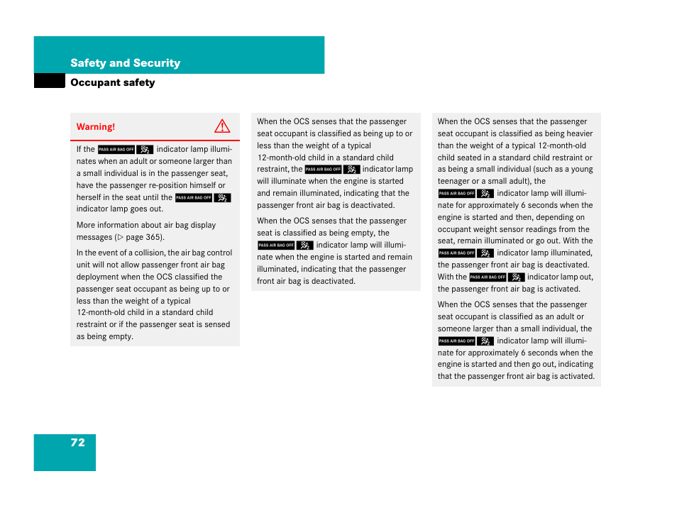 72 safety and security | Mercedes-Benz SLK-Class 2008 Owners Manual User Manual | Page 73 / 474