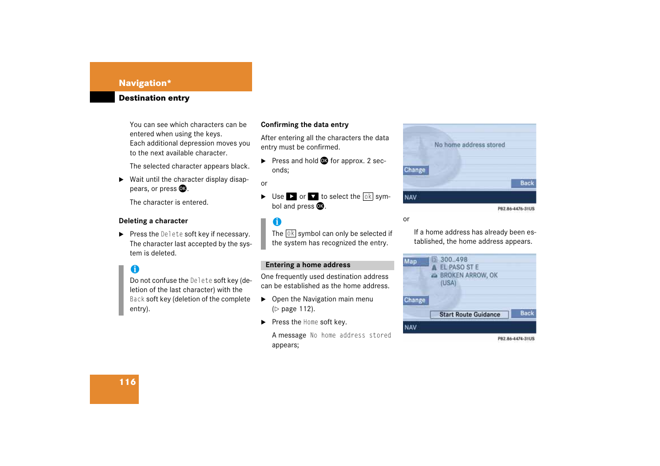 Entering a home address, Address | Mercedes-Benz SLK-Class 2008 COMAND Manual User Manual | Page 116 / 186