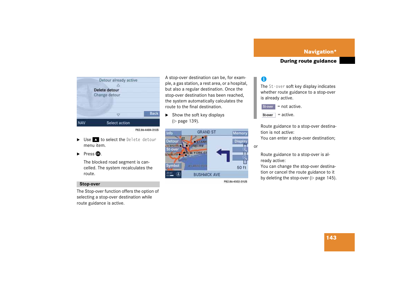 Stop-over, Tion | Mercedes-Benz SLK-Class 2008 COMAND Manual User Manual | Page 143 / 186