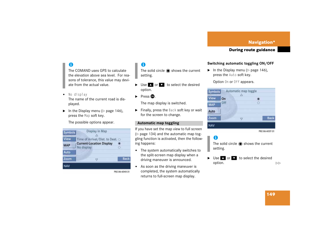 Automatic map toggling | Mercedes-Benz SLK-Class 2008 COMAND Manual User Manual | Page 149 / 186
