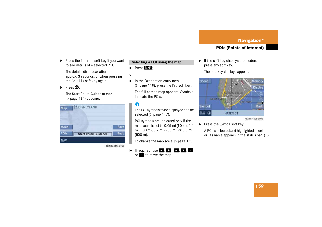Selecting a poi using the map | Mercedes-Benz SLK-Class 2008 COMAND Manual User Manual | Page 159 / 186