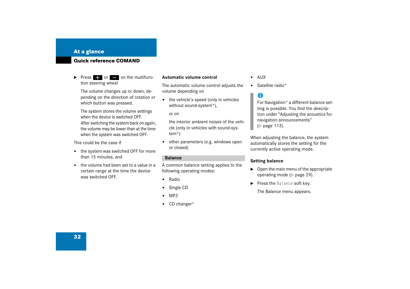 Balance | Mercedes-Benz SLK-Class 2008 COMAND Manual User Manual | Page 32 / 186