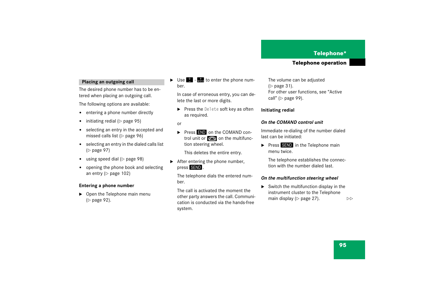 Placing an outgoing call | Mercedes-Benz SLK-Class 2008 COMAND Manual User Manual | Page 95 / 186