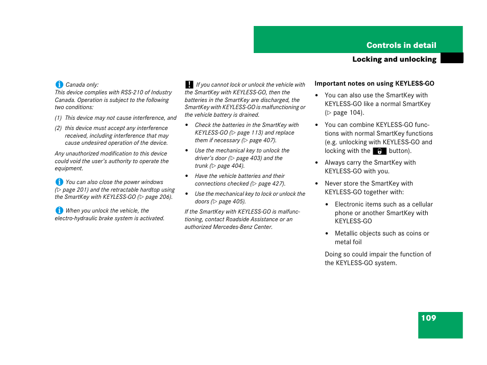 109 controls in detail | Mercedes-Benz SL-Class 2008 Owners Manual User Manual | Page 110 / 489