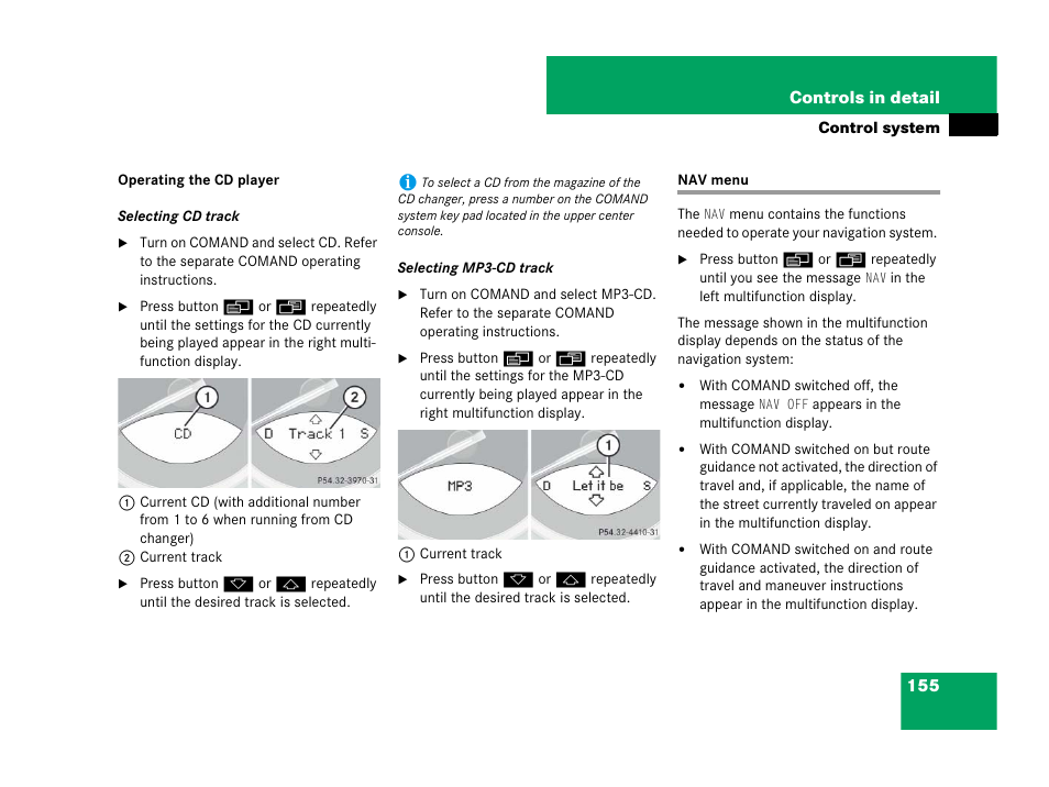 Menus:nav, Nav menu | Mercedes-Benz SL-Class 2008 Owners Manual User Manual | Page 156 / 489