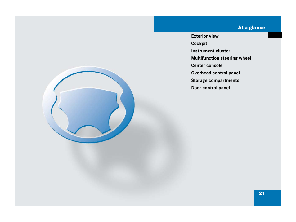 At a glance | Mercedes-Benz SL-Class 2008 Owners Manual User Manual | Page 21 / 489
