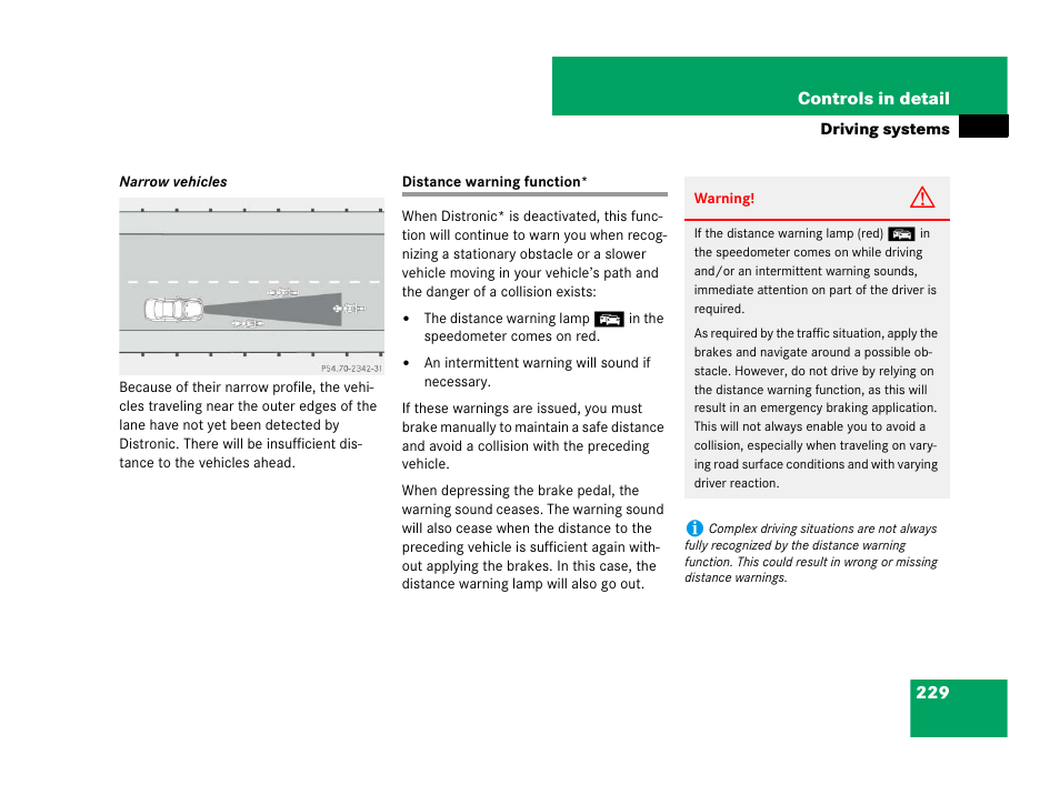 Distance warning function, Ion*, see “distance warning function | Mercedes-Benz SL-Class 2008 Owners Manual User Manual | Page 230 / 489