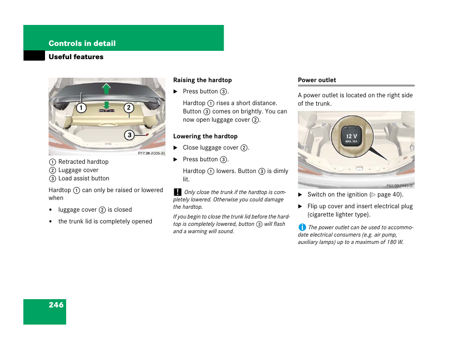 Power outlet | Mercedes-Benz SL-Class 2008 Owners Manual User Manual | Page 247 / 489