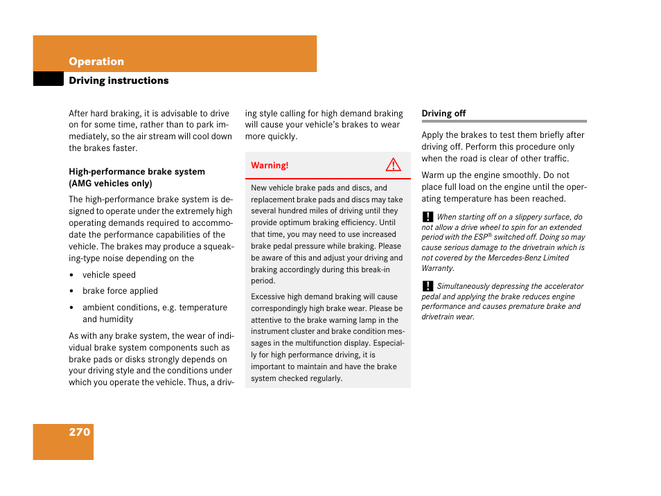 Driving:driving off, Driving off | Mercedes-Benz SL-Class 2008 Owners Manual User Manual | Page 271 / 489