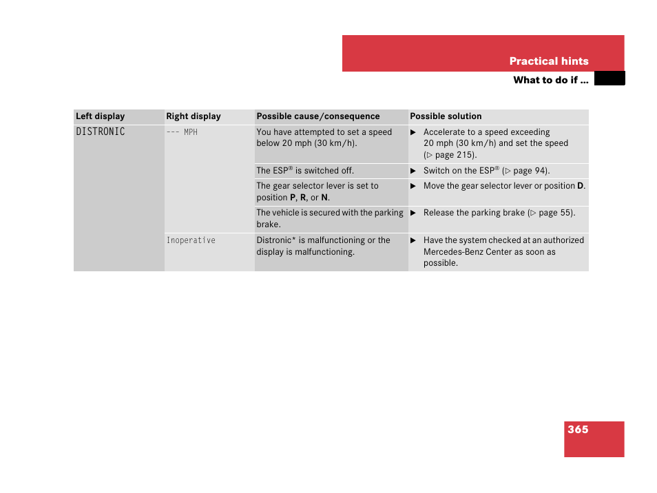 365 practical hints | Mercedes-Benz SL-Class 2008 Owners Manual User Manual | Page 366 / 489