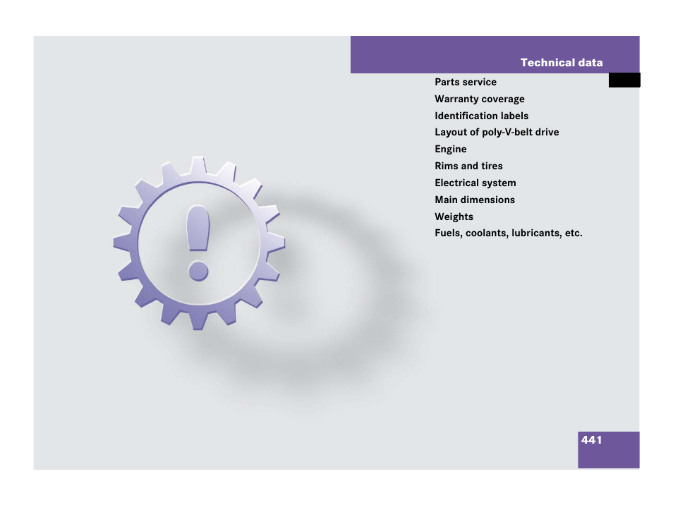 Technical data | Mercedes-Benz SL-Class 2008 Owners Manual User Manual | Page 442 / 489