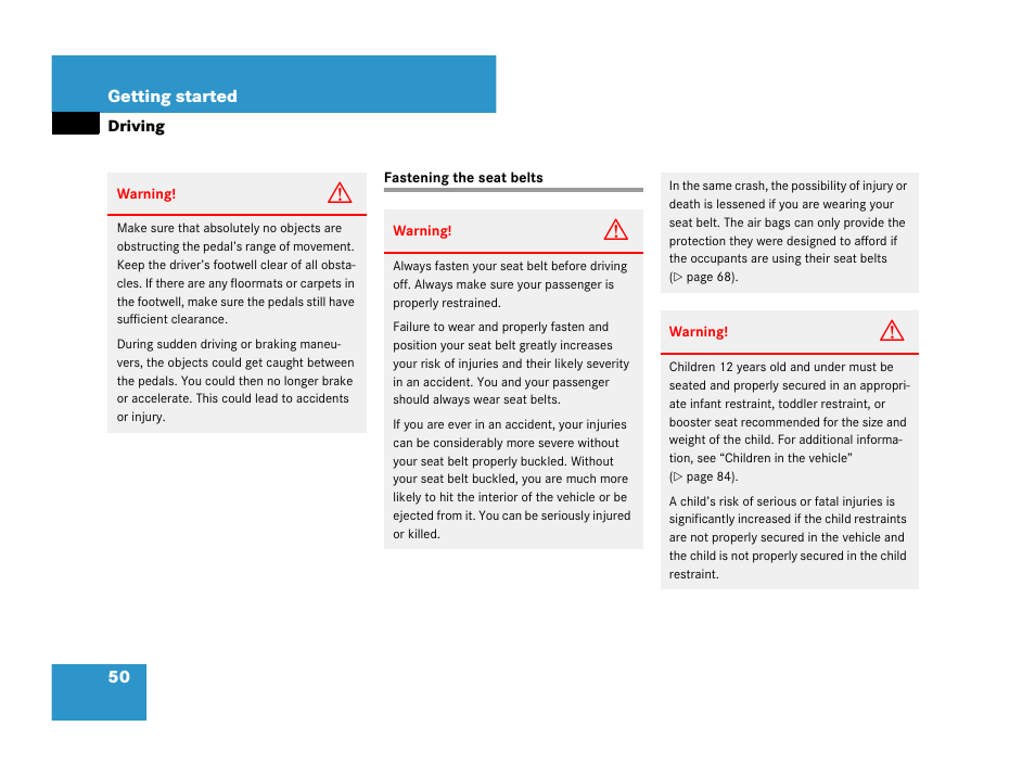 Driving, Seat belts, Fastening the seat belts | Mercedes-Benz SL-Class 2008 Owners Manual User Manual | Page 50 / 489