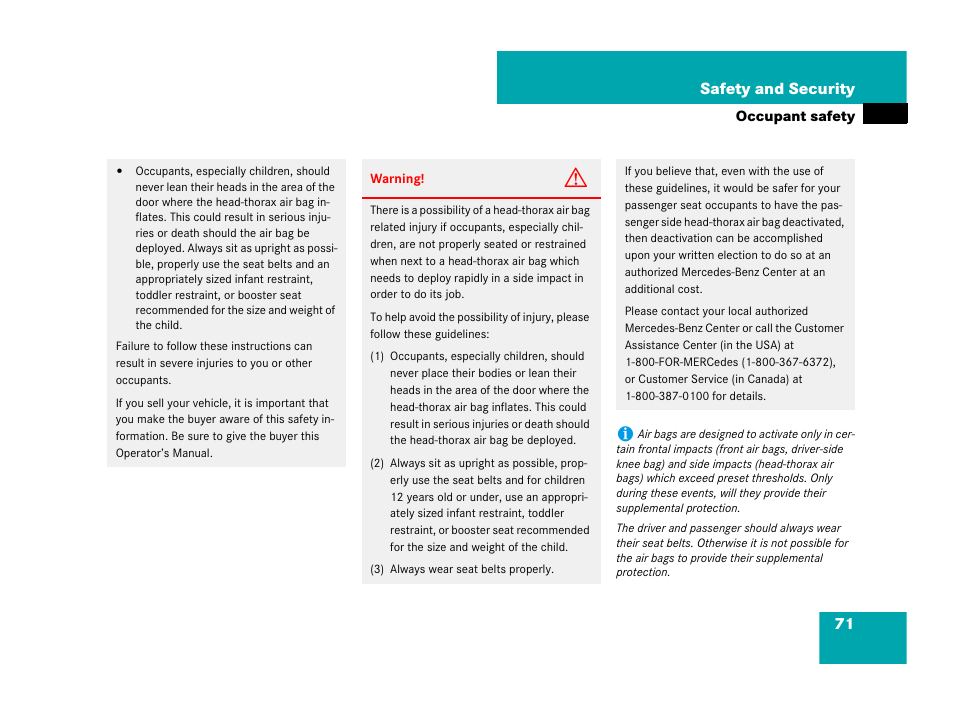 71 safety and security | Mercedes-Benz SL-Class 2008 Owners Manual User Manual | Page 71 / 489