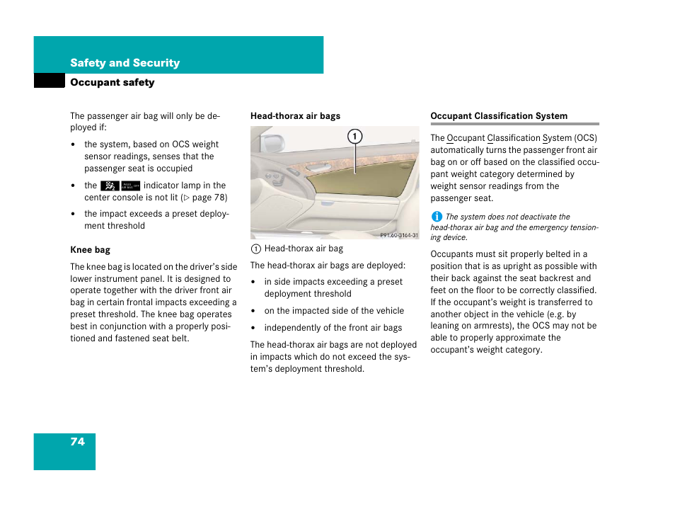 Occupant classification system | Mercedes-Benz SL-Class 2008 Owners Manual User Manual | Page 74 / 489