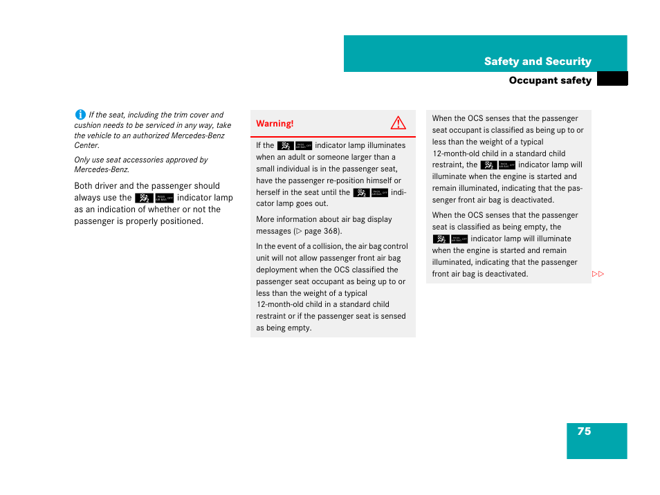 75 safety and security | Mercedes-Benz SL-Class 2008 Owners Manual User Manual | Page 75 / 489