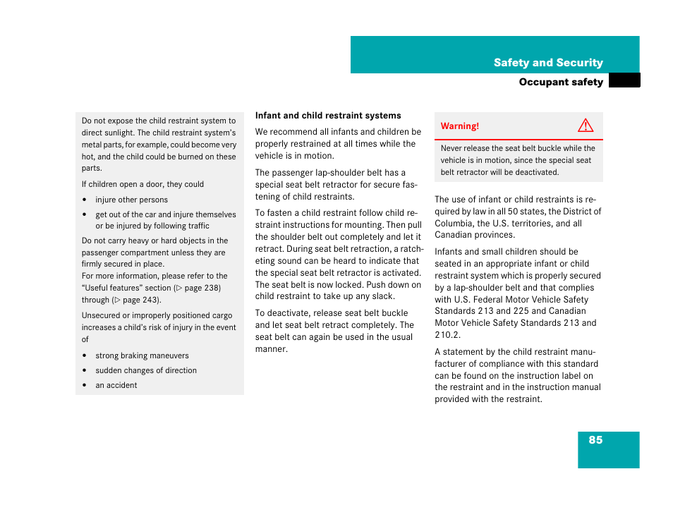 85 safety and security | Mercedes-Benz SL-Class 2008 Owners Manual User Manual | Page 86 / 489