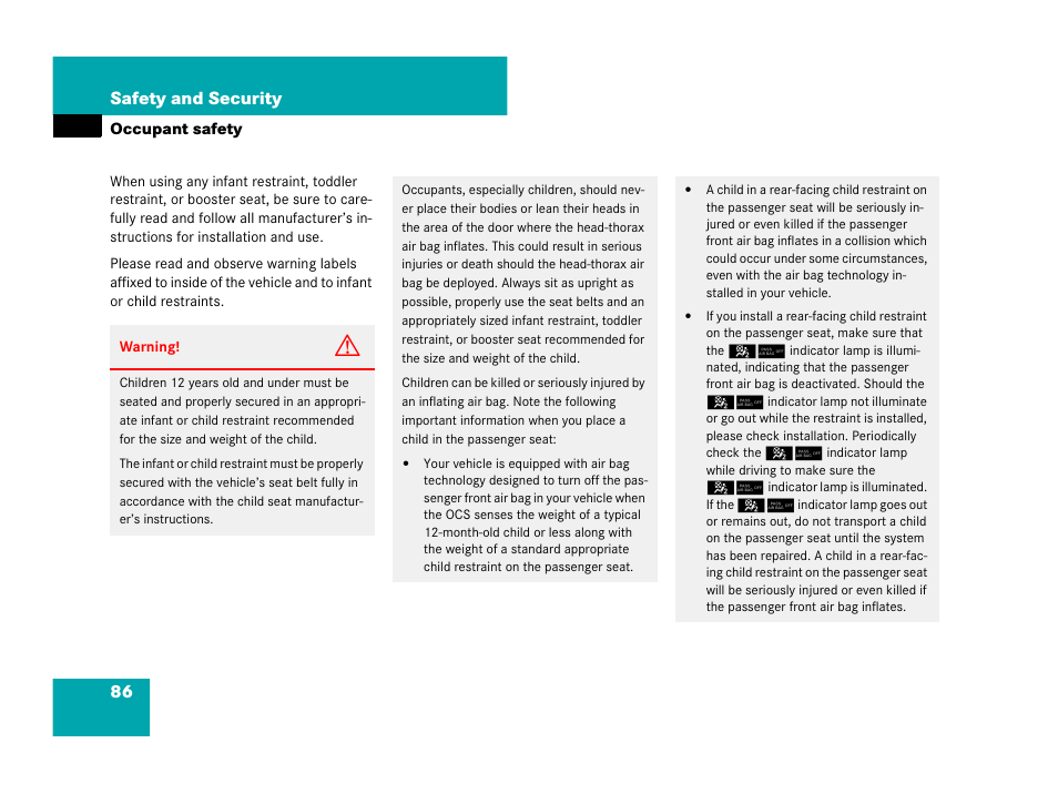 86 safety and security | Mercedes-Benz SL-Class 2008 Owners Manual User Manual | Page 87 / 489