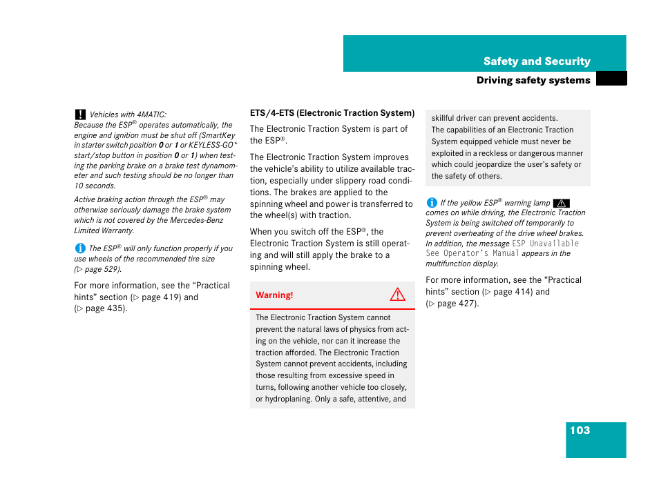 103 safety and security | Mercedes-Benz R-Class 2008 Owners Manual User Manual | Page 104 / 569