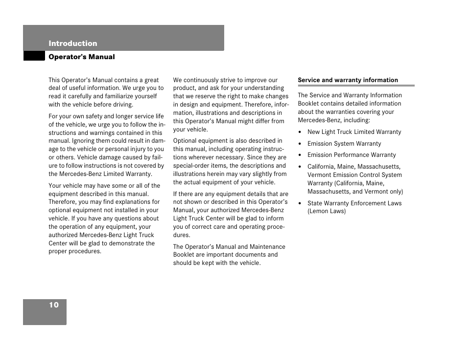Operator’s manual, Service and warranty information | Mercedes-Benz R-Class 2008 Owners Manual User Manual | Page 11 / 569