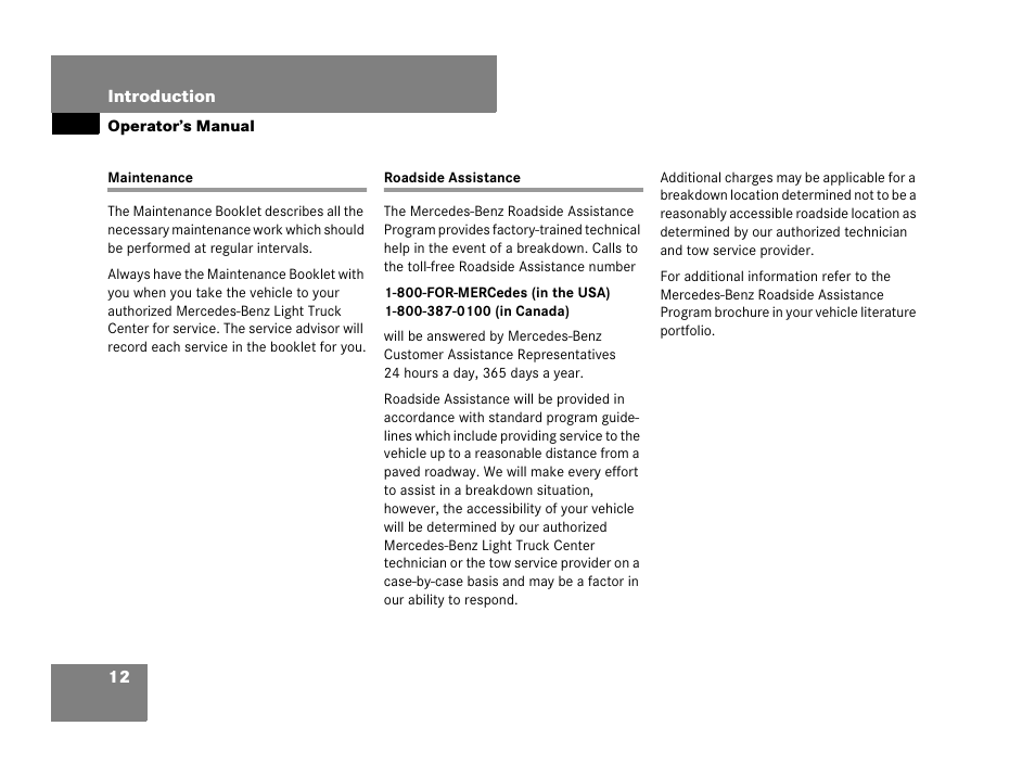 Maintenance, Roadside assistance, Maintenance roadside assistance | Mercedes-Benz R-Class 2008 Owners Manual User Manual | Page 13 / 569