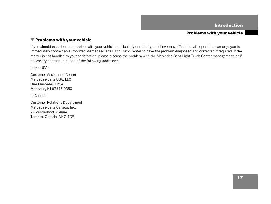Problems with your vehicle | Mercedes-Benz R-Class 2008 Owners Manual User Manual | Page 18 / 569
