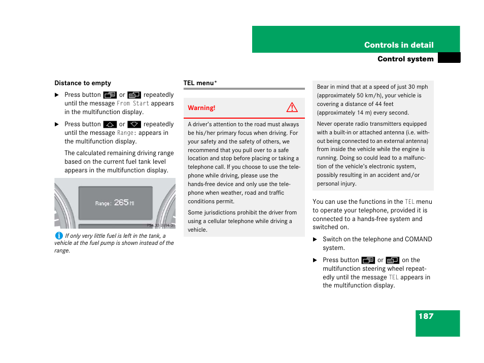 Telephone*:operation, Tel menu | Mercedes-Benz R-Class 2008 Owners Manual User Manual | Page 188 / 569