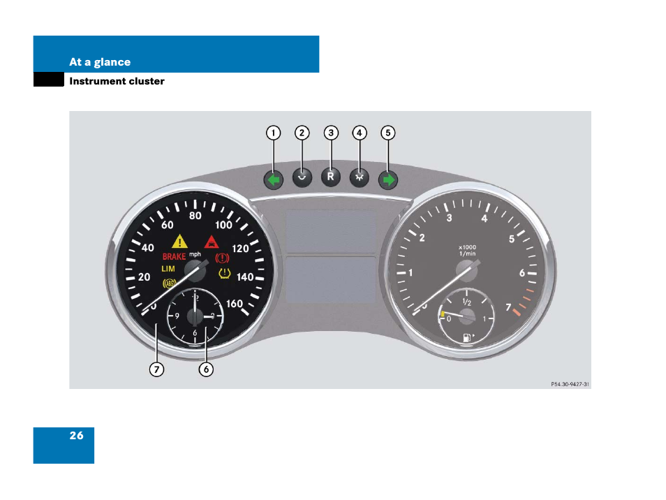 Instrument cluster | Mercedes-Benz R-Class 2008 Owners Manual User Manual | Page 27 / 569