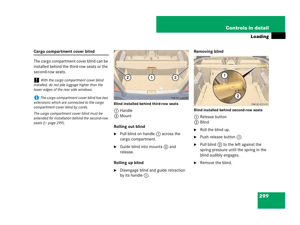 Cargo compartment cover blind | Mercedes-Benz R-Class 2008 Owners Manual User Manual | Page 300 / 569