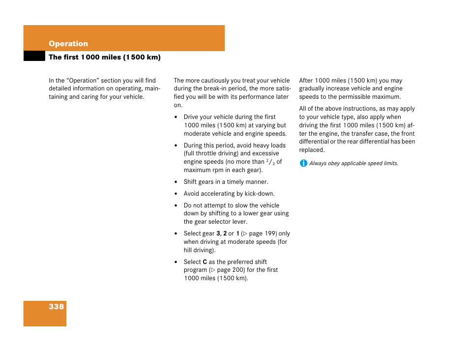 The first 1000 miles (1500 km), 338 operation | Mercedes-Benz R-Class 2008 Owners Manual User Manual | Page 339 / 569