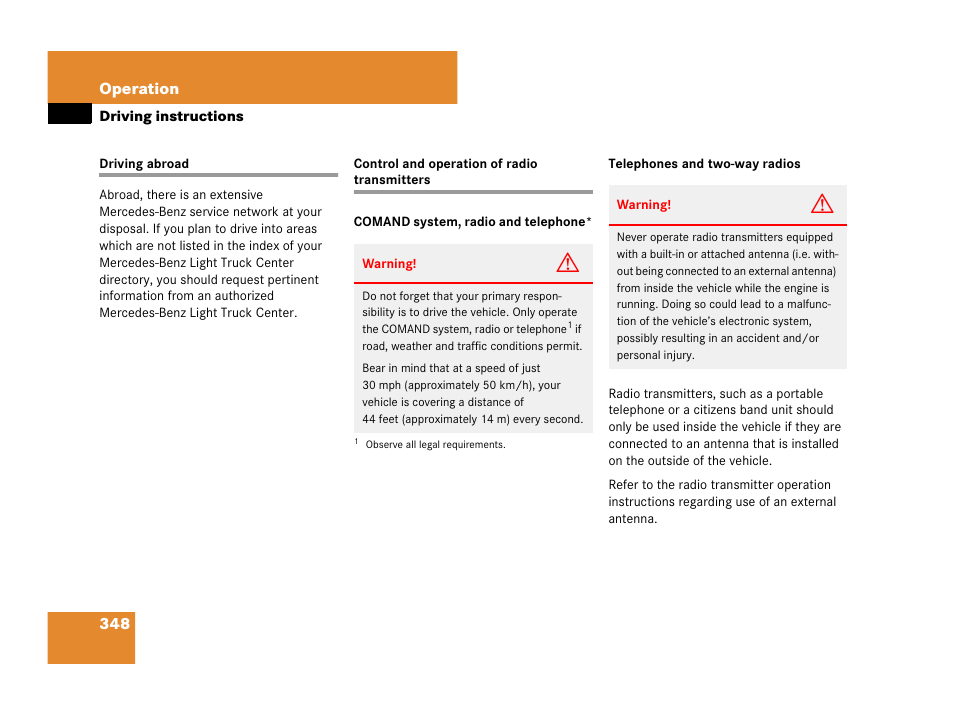 Driving:abroad, Control and operation of radio transmitters | Mercedes-Benz R-Class 2008 Owners Manual User Manual | Page 349 / 569