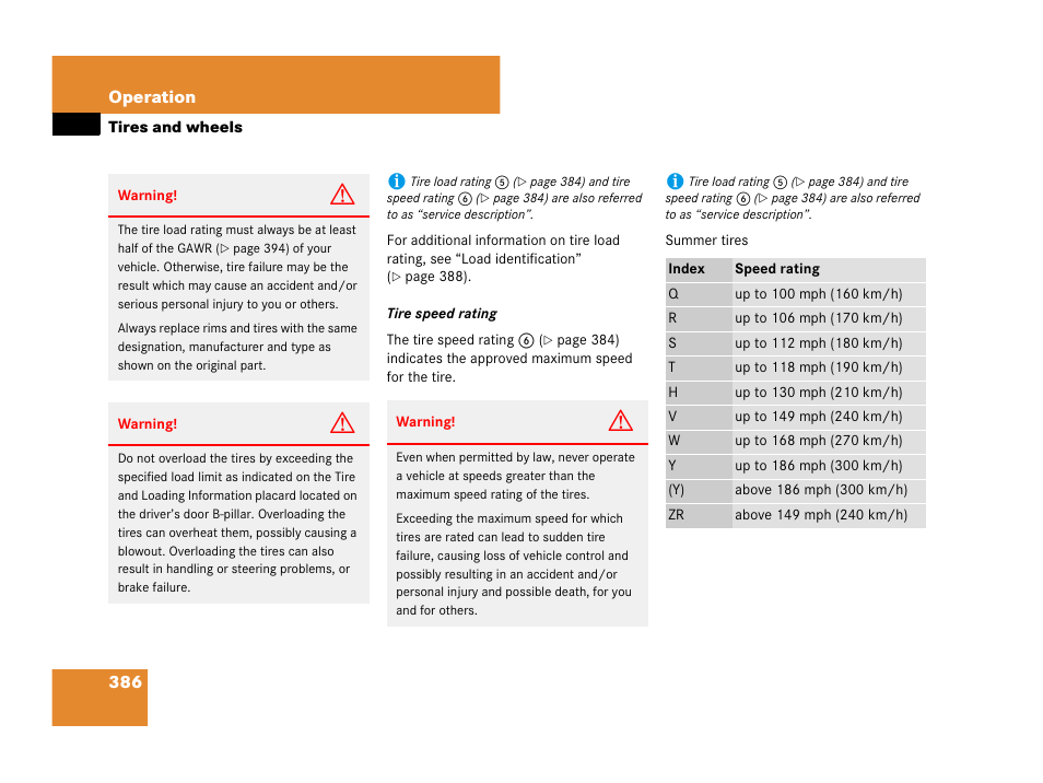 Formation, see “tire speed rating | Mercedes-Benz R-Class 2008 Owners Manual User Manual | Page 387 / 569