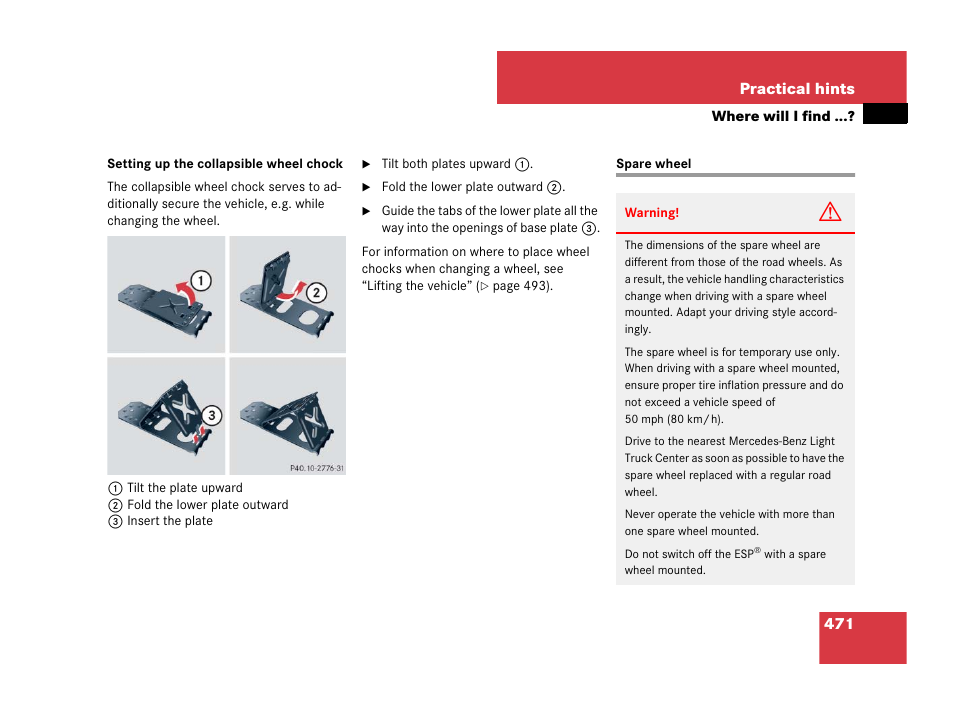 Spare wheel, 471 practical hints | Mercedes-Benz R-Class 2008 Owners Manual User Manual | Page 472 / 569