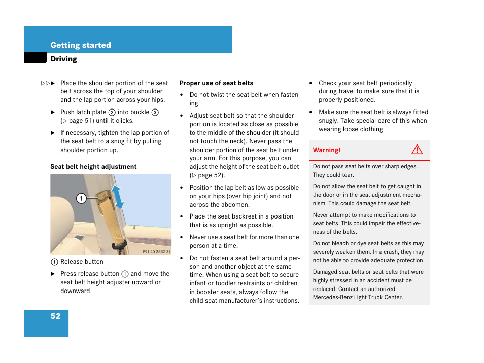 52 getting started | Mercedes-Benz R-Class 2008 Owners Manual User Manual | Page 53 / 569