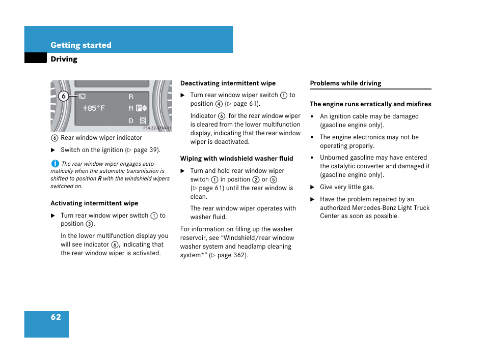 Problems:while driving, Problems while driving | Mercedes-Benz R-Class 2008 Owners Manual User Manual | Page 63 / 569