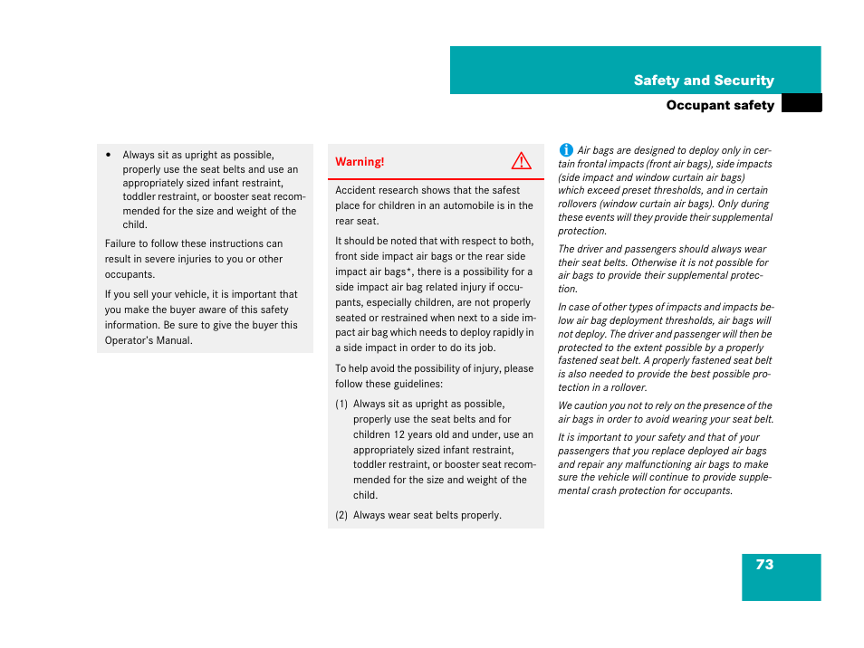73 safety and security | Mercedes-Benz R-Class 2008 Owners Manual User Manual | Page 74 / 569