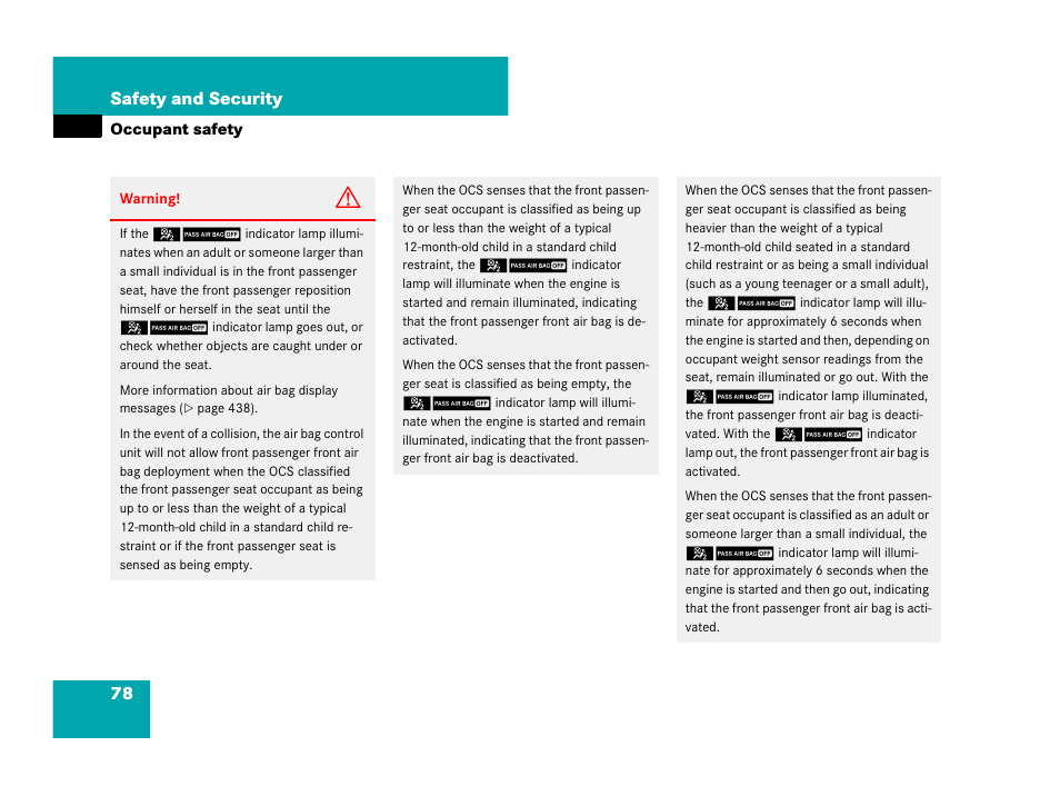 78 safety and security | Mercedes-Benz R-Class 2008 Owners Manual User Manual | Page 79 / 569