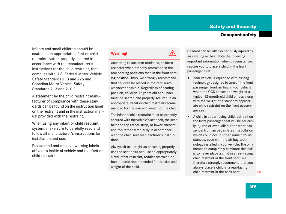 89 safety and security | Mercedes-Benz R-Class 2008 Owners Manual User Manual | Page 90 / 569