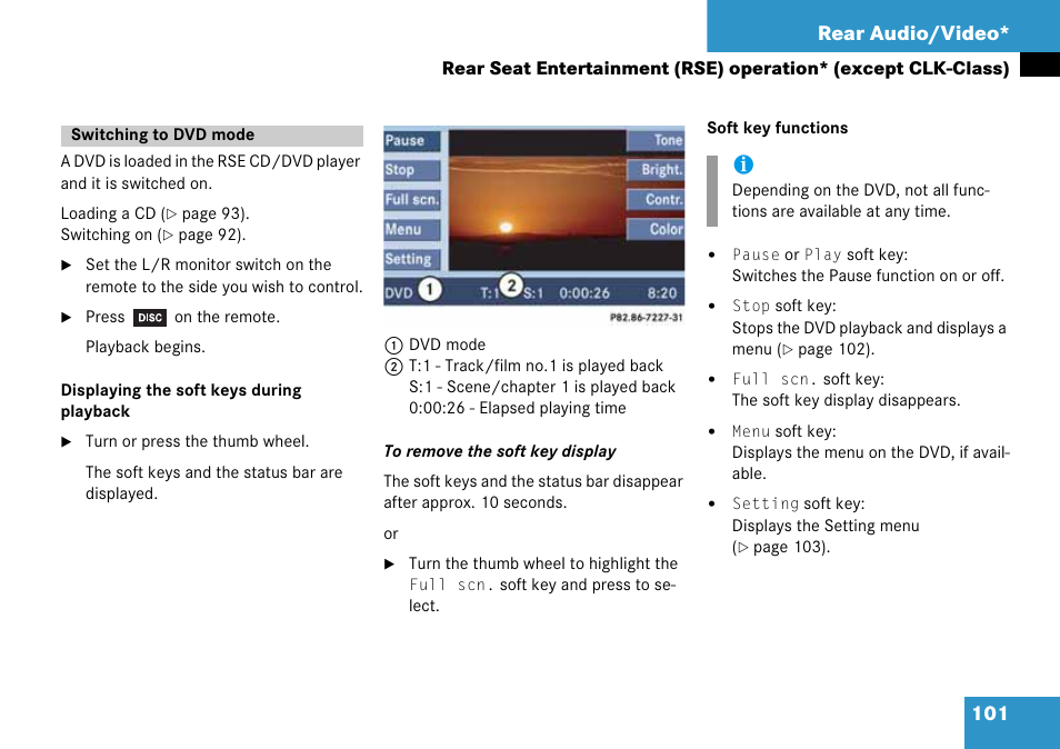 Switching to dvd mode, 101 rear audio/video | Mercedes-Benz CLK-Class 2008 COMAND Manual User Manual | Page 101 / 232