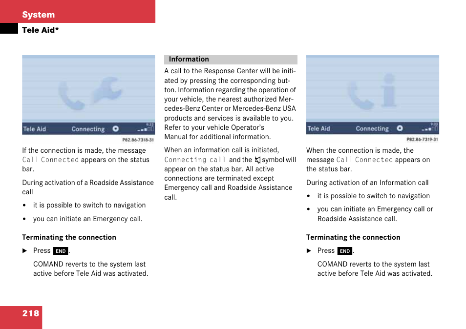Information, 218 system | Mercedes-Benz CLK-Class 2008 COMAND Manual User Manual | Page 218 / 232