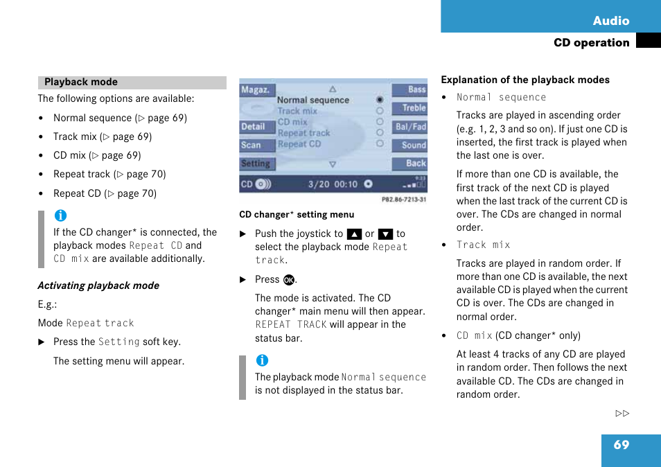 Playback mode, 69 audio | Mercedes-Benz CLK-Class 2008 COMAND Manual User Manual | Page 69 / 232