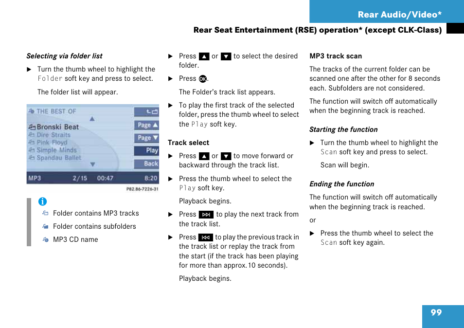 99 rear audio/video | Mercedes-Benz CLK-Class 2008 COMAND Manual User Manual | Page 99 / 232