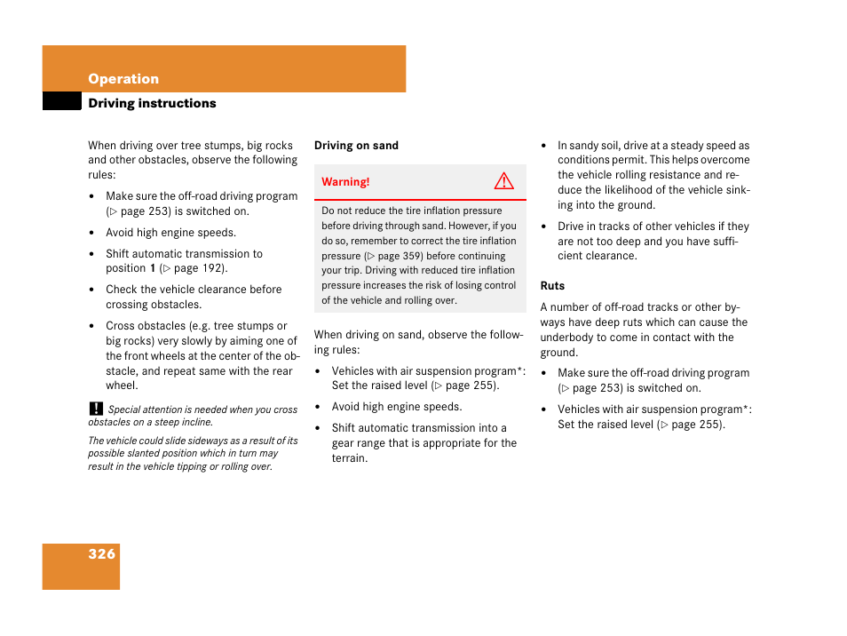 326 operation | Mercedes-Benz M-Class 2008 Owners Manual User Manual | Page 327 / 561