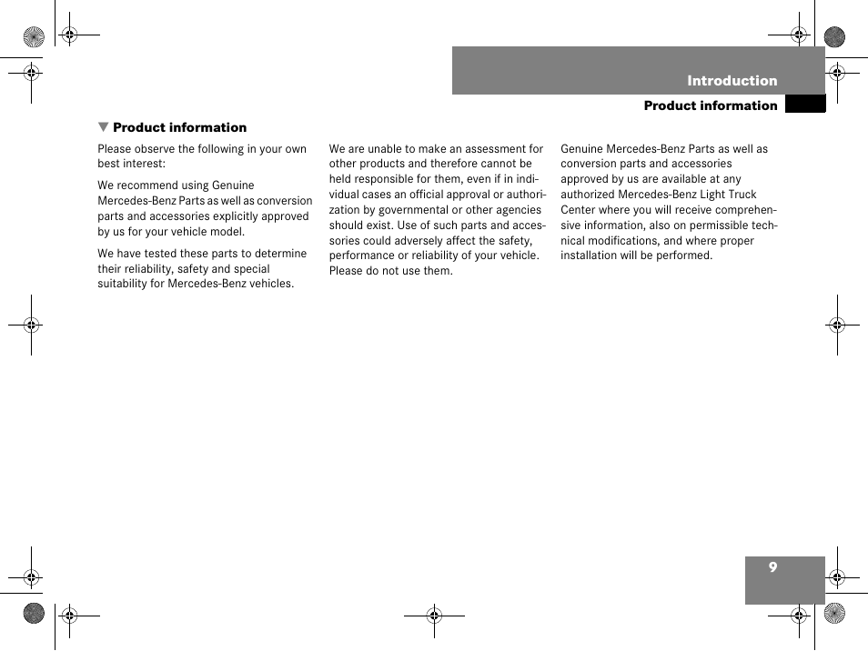 Introduction, Product information | Mercedes-Benz GL-Class 2008 Owners Manual User Manual | Page 10 / 601