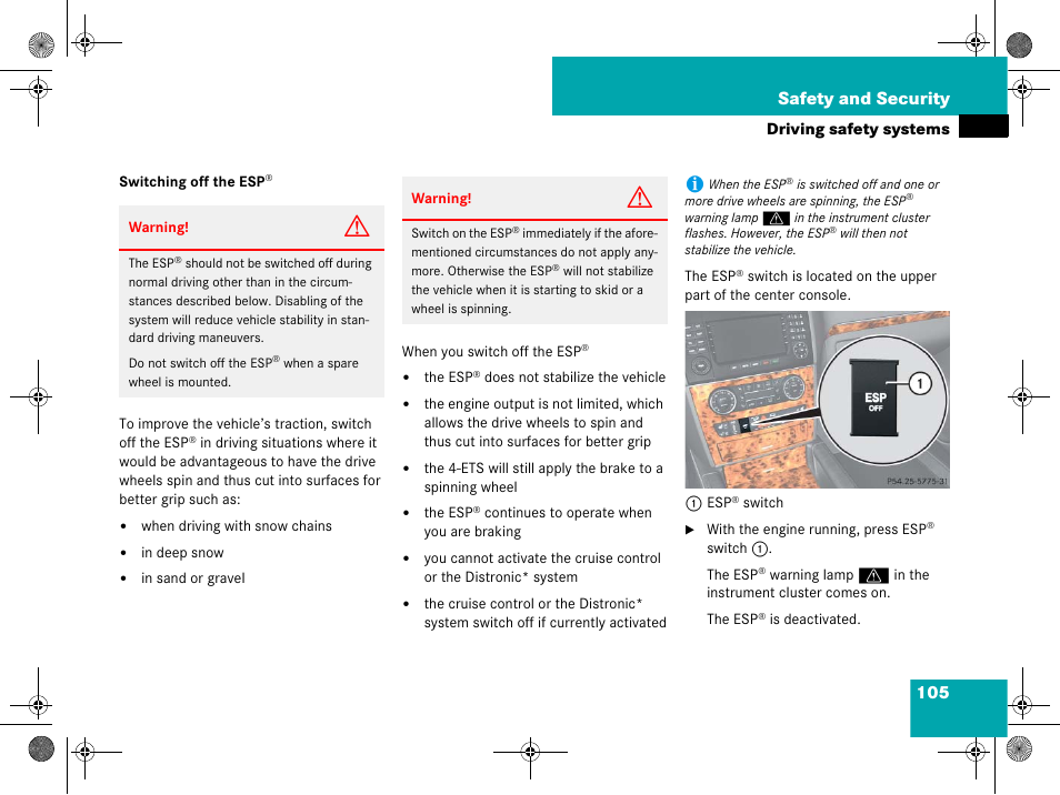 105 safety and security | Mercedes-Benz GL-Class 2008 Owners Manual User Manual | Page 106 / 601