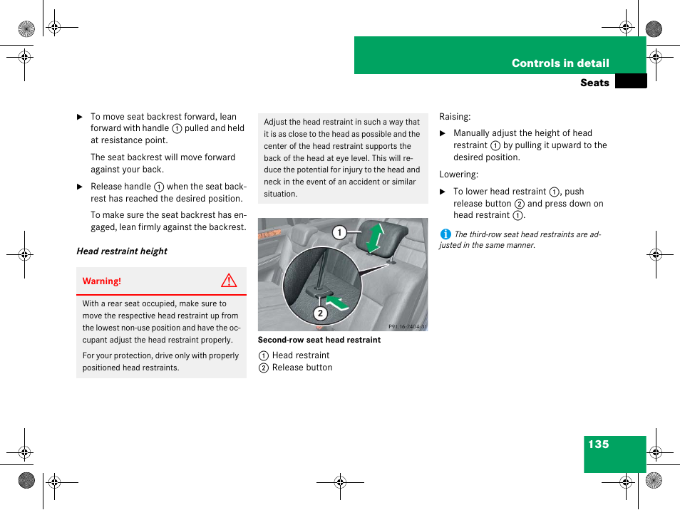 The way down, Way down | Mercedes-Benz GL-Class 2008 Owners Manual User Manual | Page 136 / 601